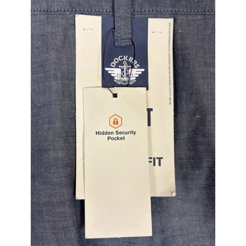Dockers Perfect Shorts Classic Fit Cotton Twill Blue Gray Men’s 38 NWT